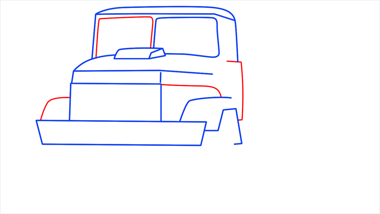 How to draw Kraz army truck step (6)