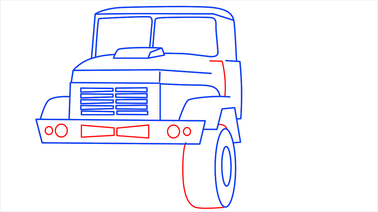 How to draw Kraz army truck step (8)
