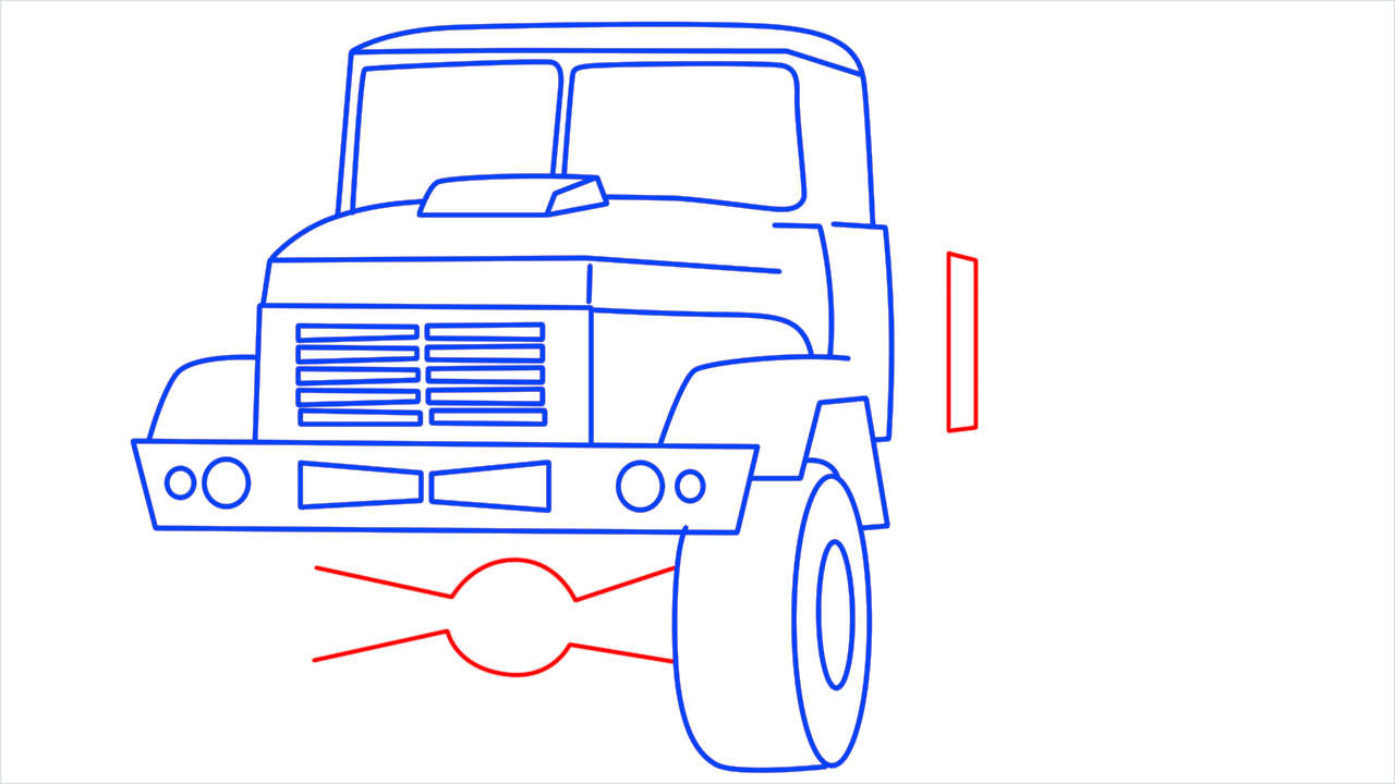 How to draw Kraz army truck step (9)