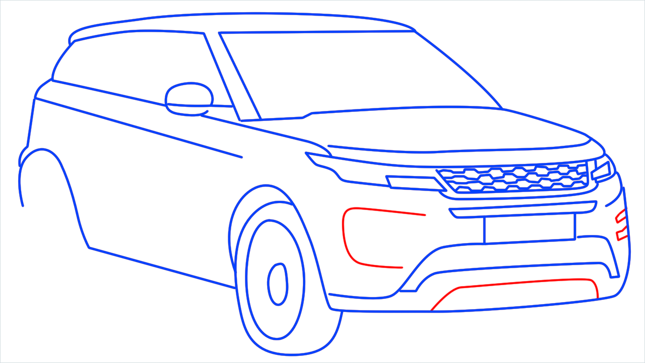 How to draw Land Rover Car step (12)