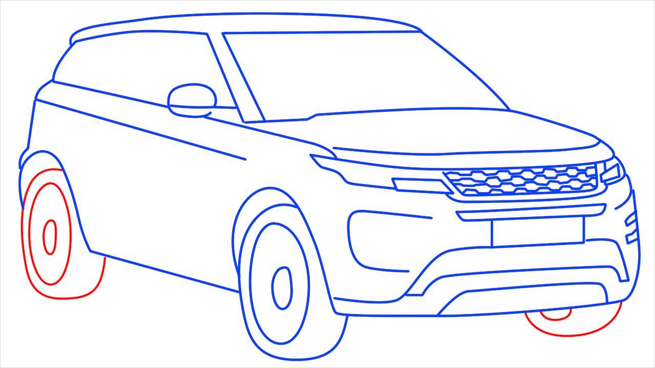 How to draw Land Rover Car step (13)