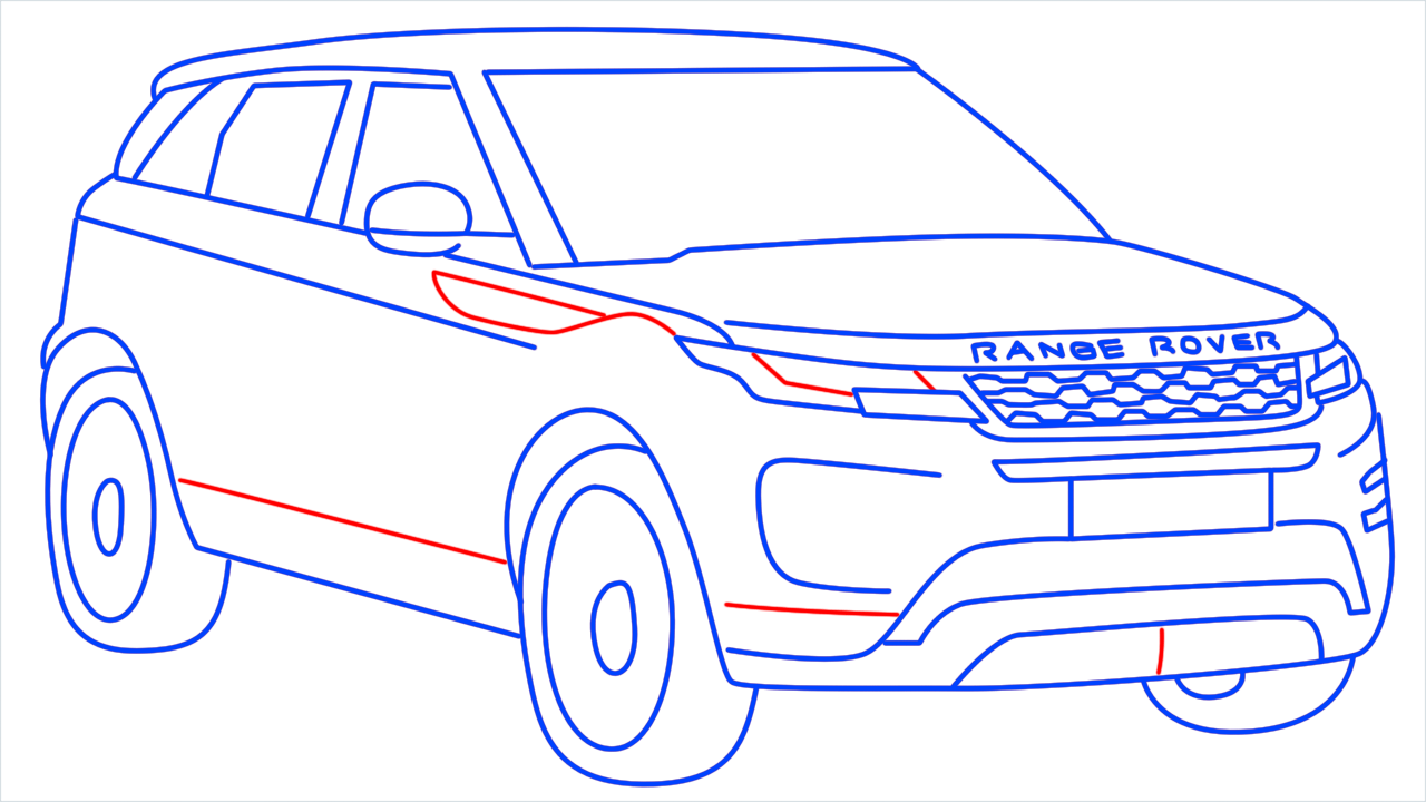 How to draw Land Rover Car step (15)