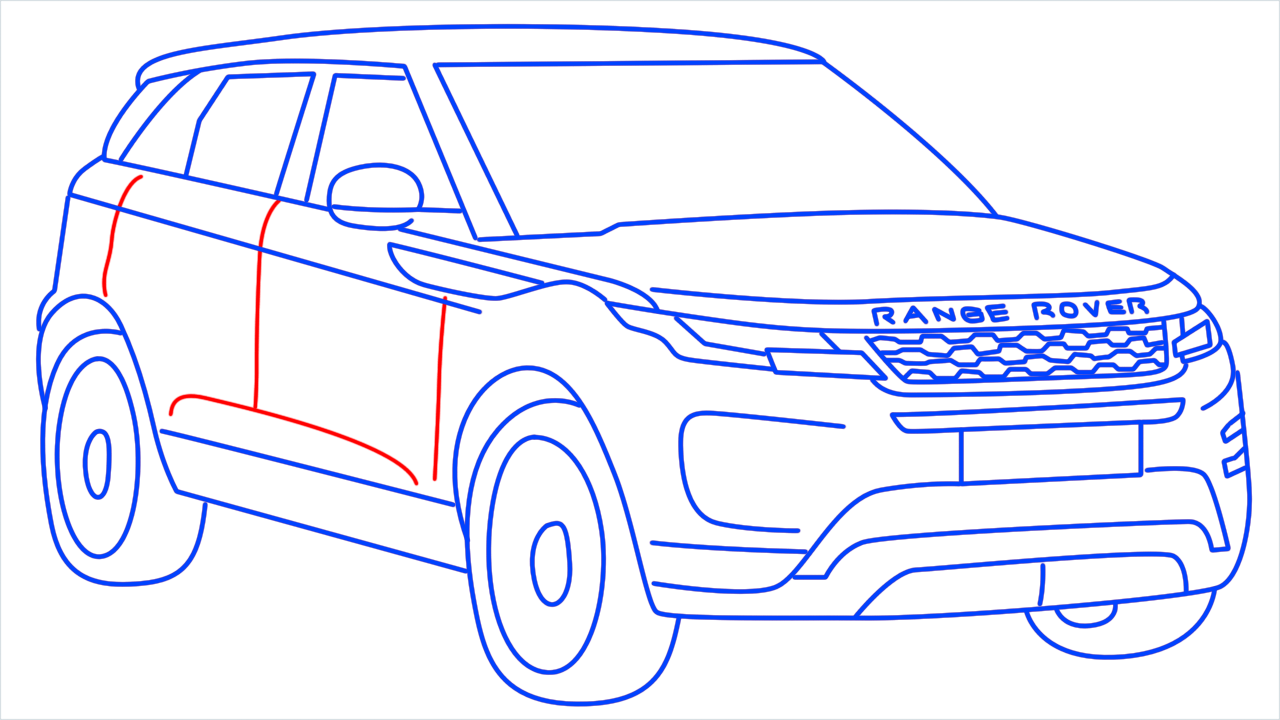 How to draw Land Rover Car step (16)