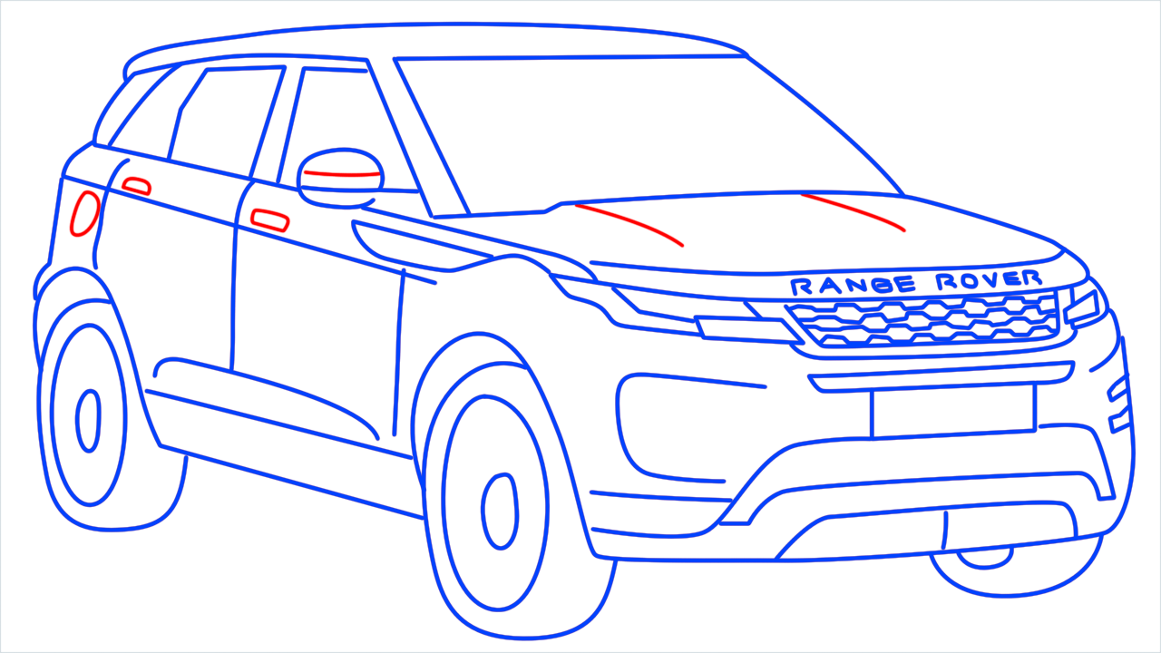 How to draw Land Rover Car step (17)