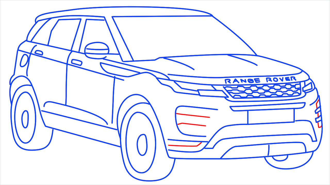How to draw Land Rover Car step (18)