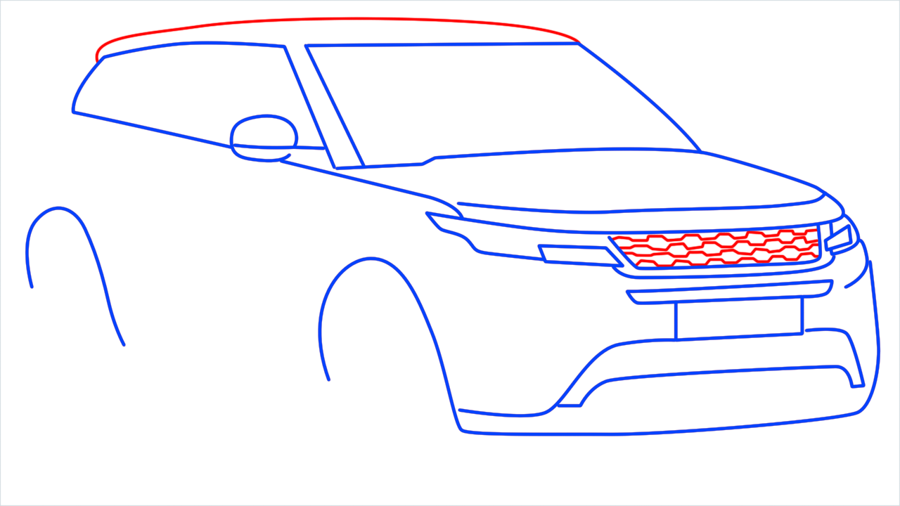 How to draw Land Rover Car step (9)