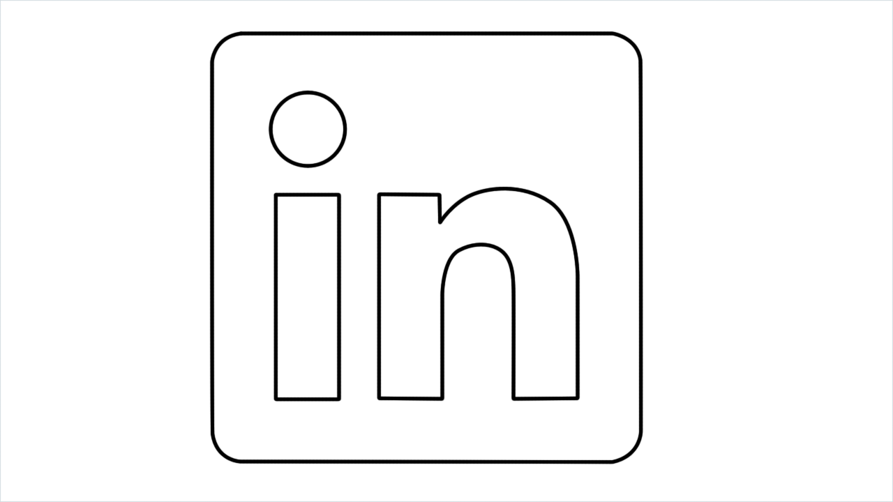 How to draw LinkedIn Logo step by step for beginners