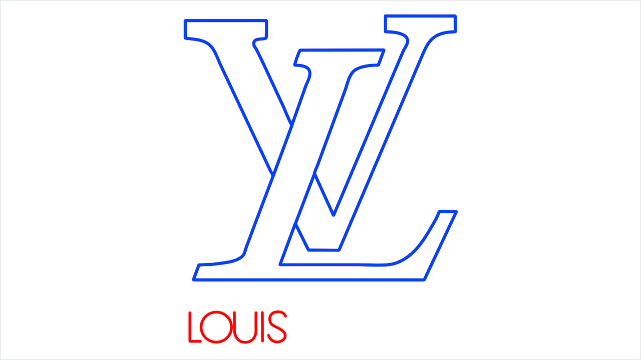 How to draw Louis Vuitton Logo step (3)