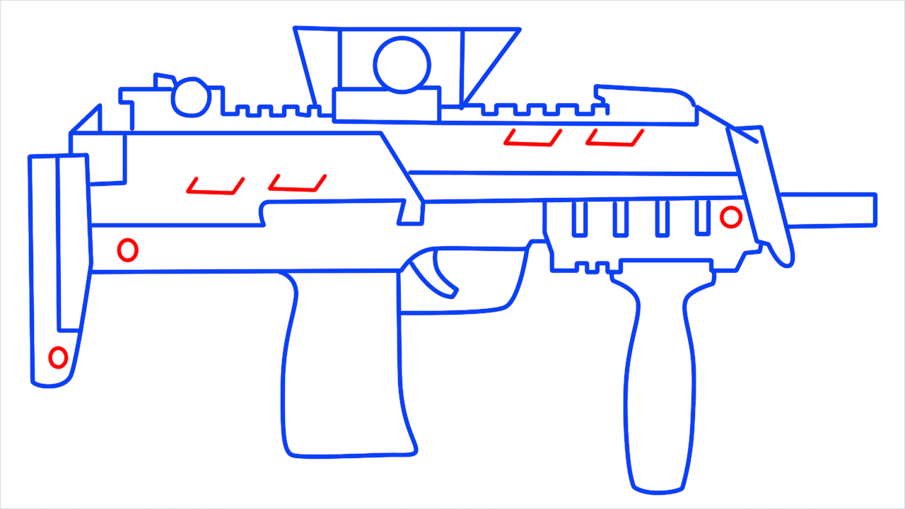 How to draw MP7 gun from call of duty step (10)