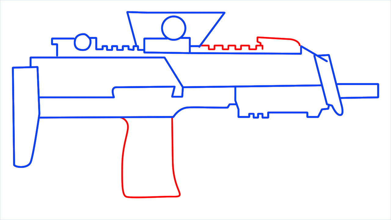 How to draw MP7 gun from call of duty step (6)
