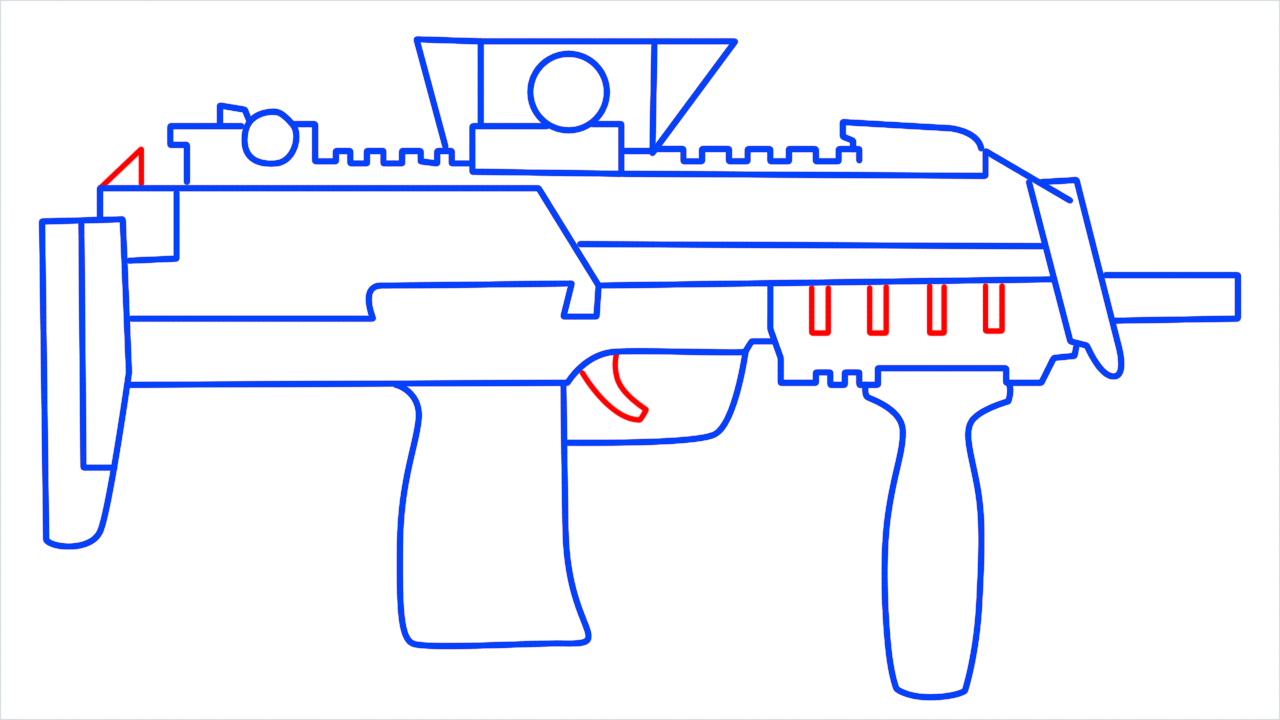How to draw MP7 gun from call of duty step (9)