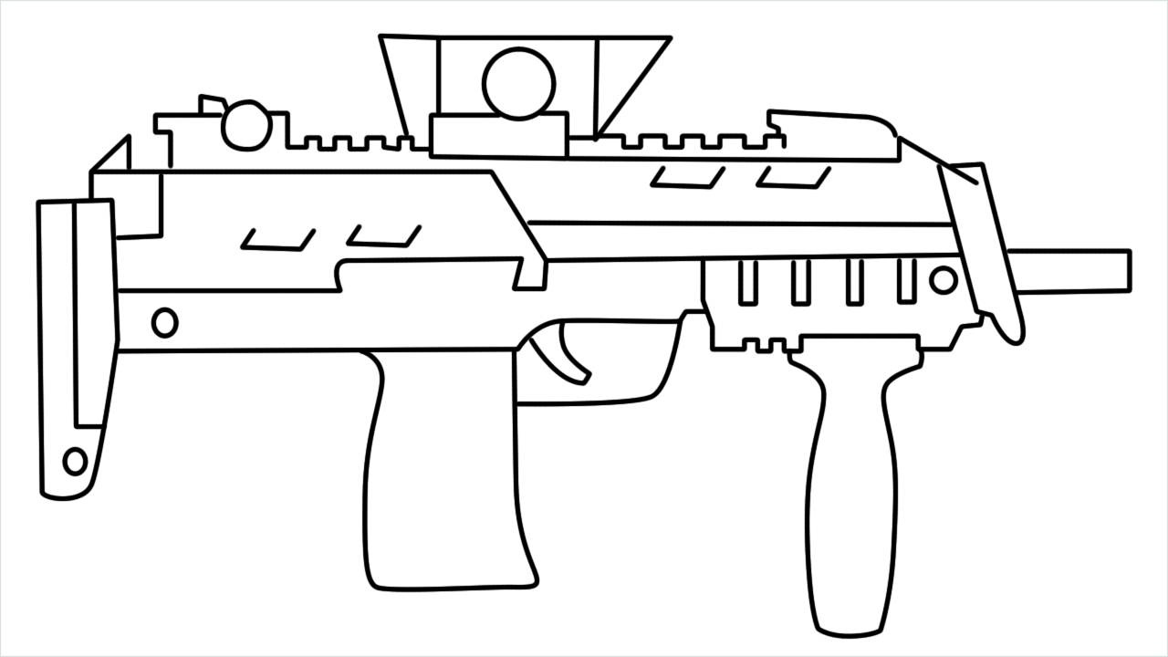 How to draw MP7 gun from call of duty step by step for beginners