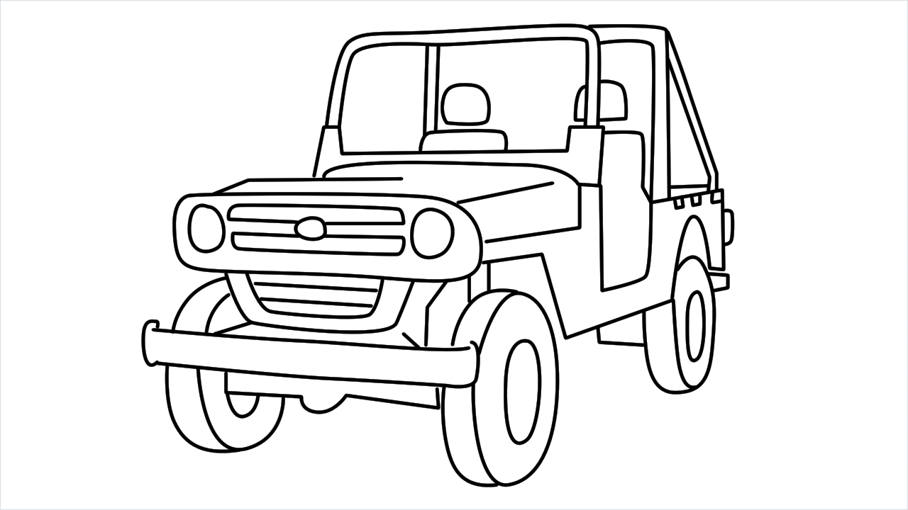 How to draw Mahindra Roxor step by step for beginners
