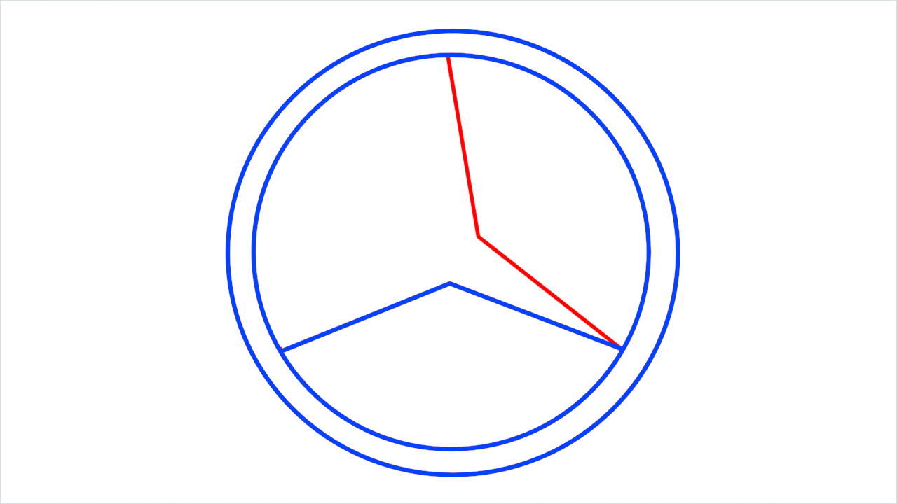 How to draw Mercedes Benz Logo step (4)