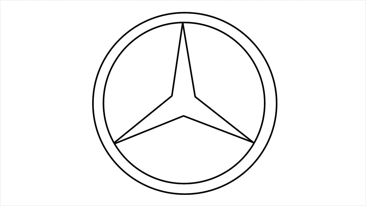 How to draw Mercedes Benz Logo step by step for beginners