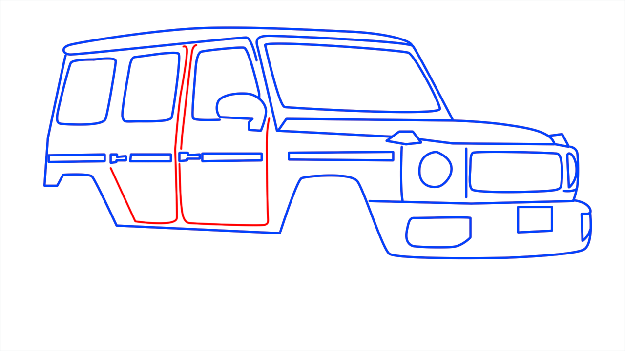 How to draw Mercedes G Wagon step (10)