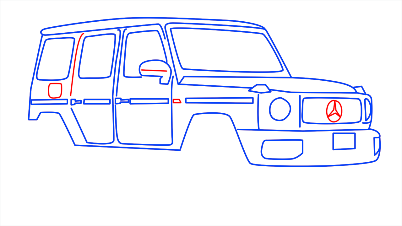 How to draw Mercedes G Wagon step (11)