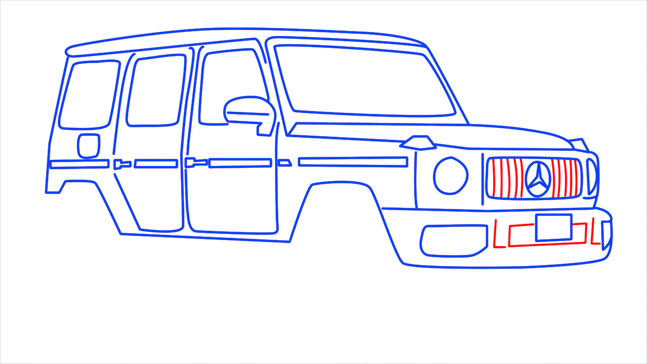 How to draw Mercedes G Wagon step (12)