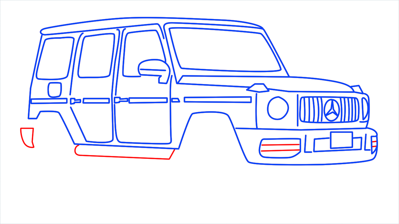How to draw Mercedes G Wagon step (13)