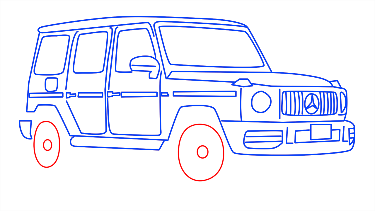 How to draw Mercedes G Wagon step (14)
