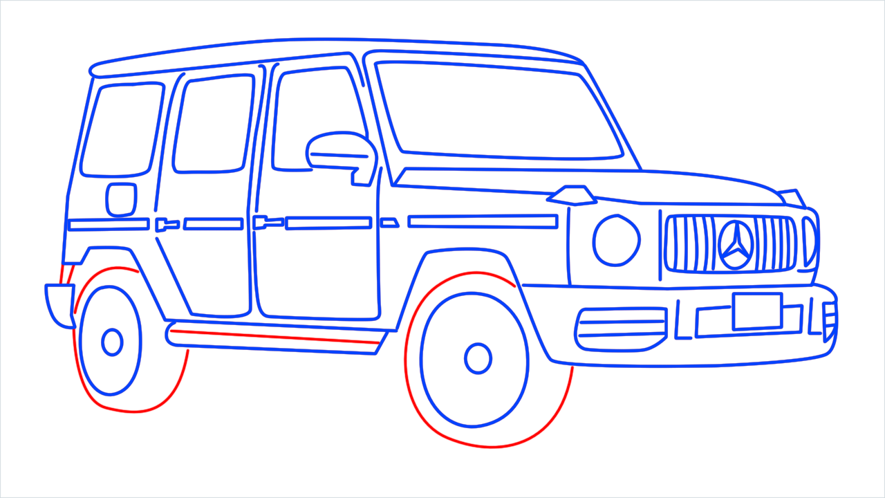 How to draw Mercedes G Wagon step (15)
