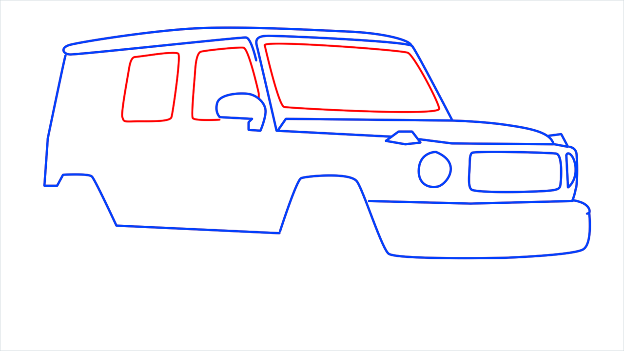 How to draw Mercedes G Wagon step (7)