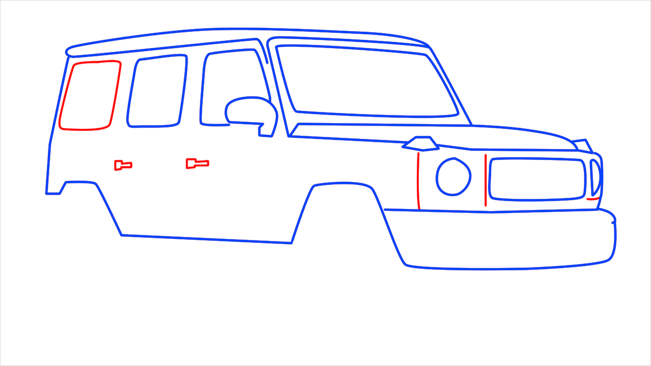 How to draw Mercedes G Wagon step (8)