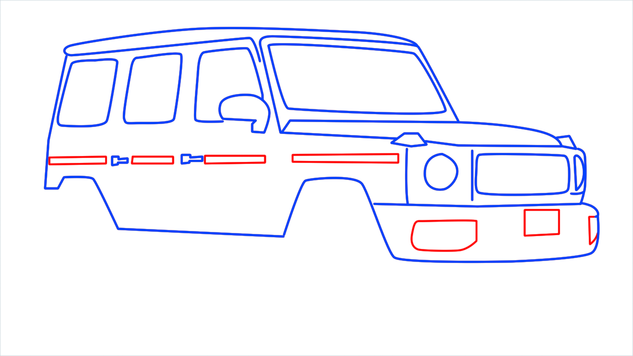 How to draw Mercedes G Wagon step (9)