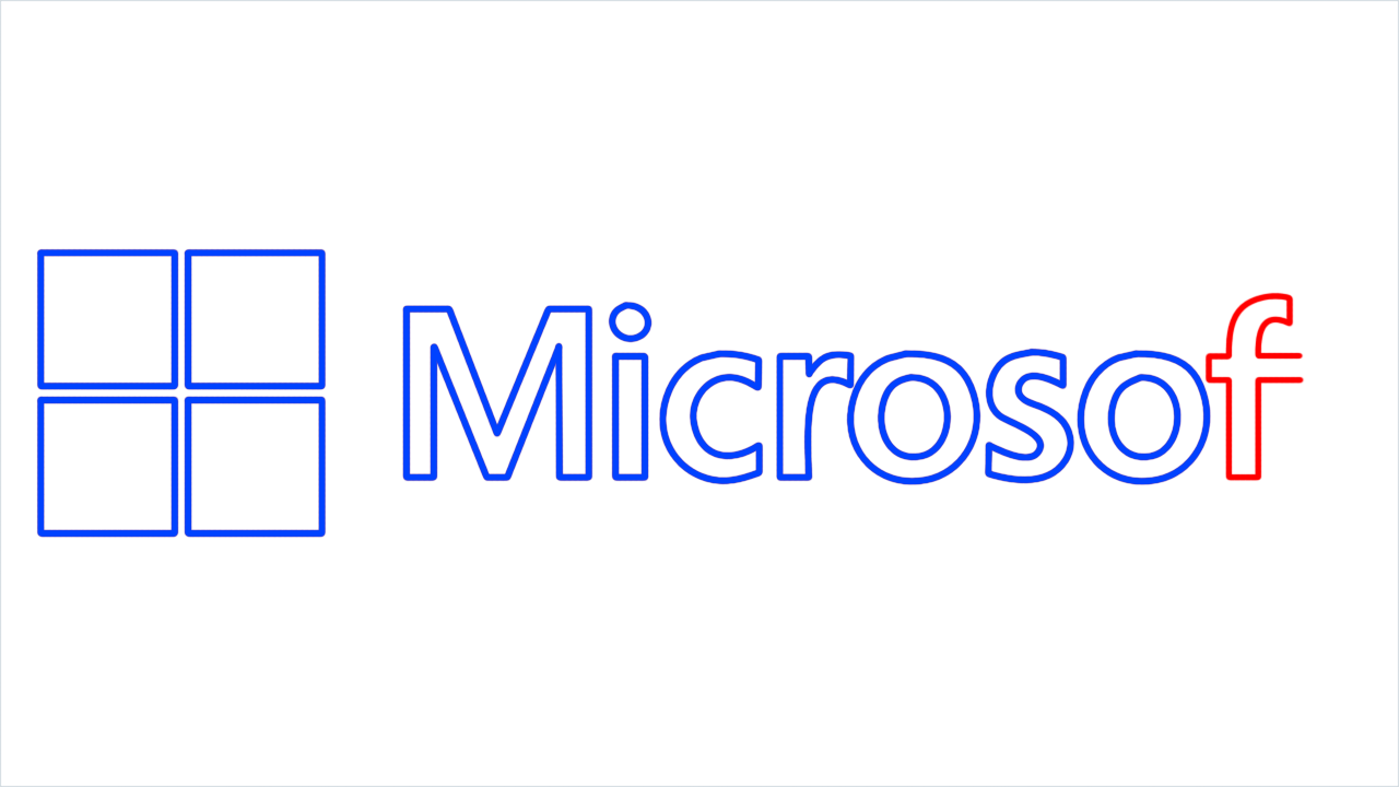 How to draw Microsoft Logo step (10)