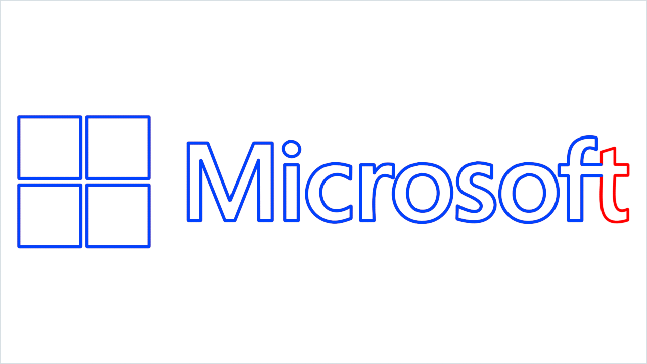 How to draw Microsoft Logo step (11)