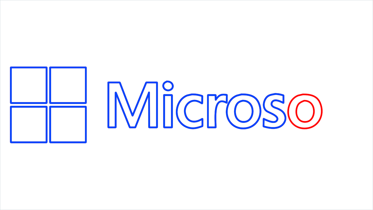 How to draw Microsoft Logo step (9)