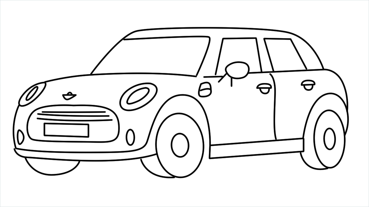 How to draw Mini cooper step by step for beginners