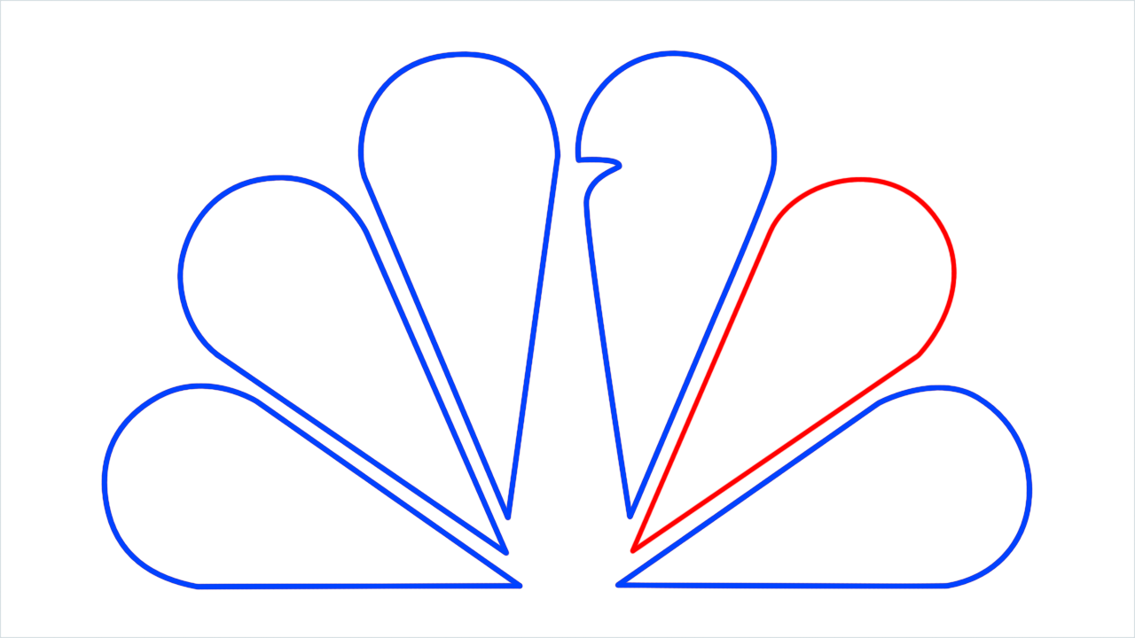 How to draw NBC Logo step (6)