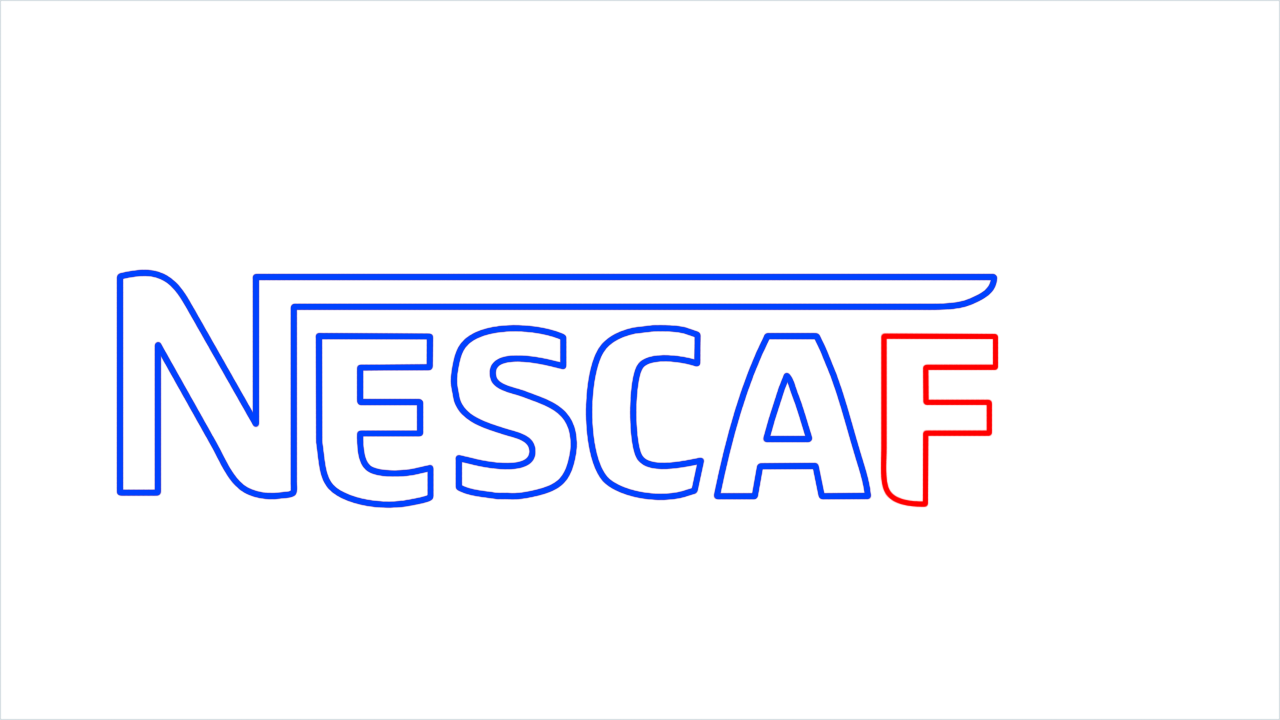 How to draw Nescafe Logo step (7)