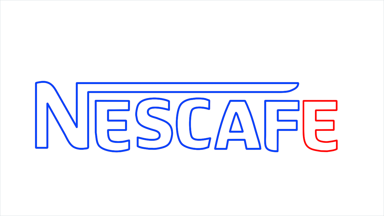 How to draw Nescafe Logo step (8)
