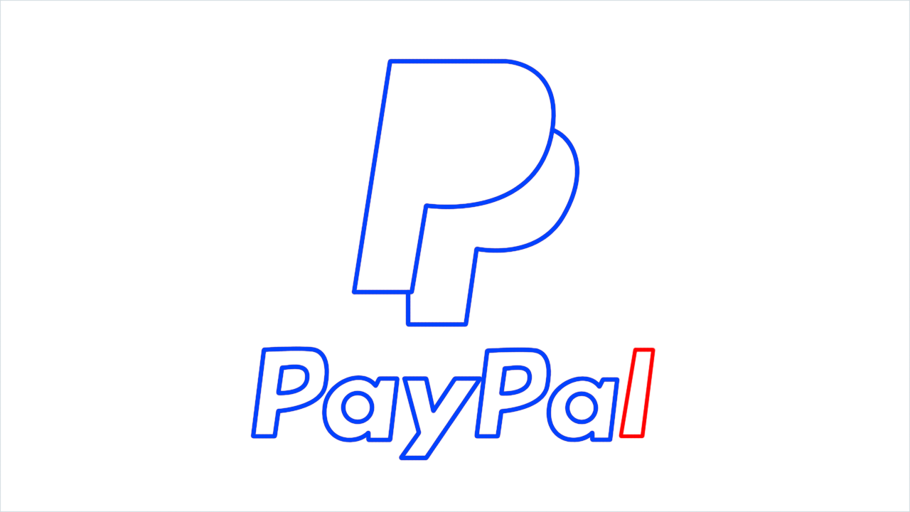 How to draw Paypal Logo step (8)
