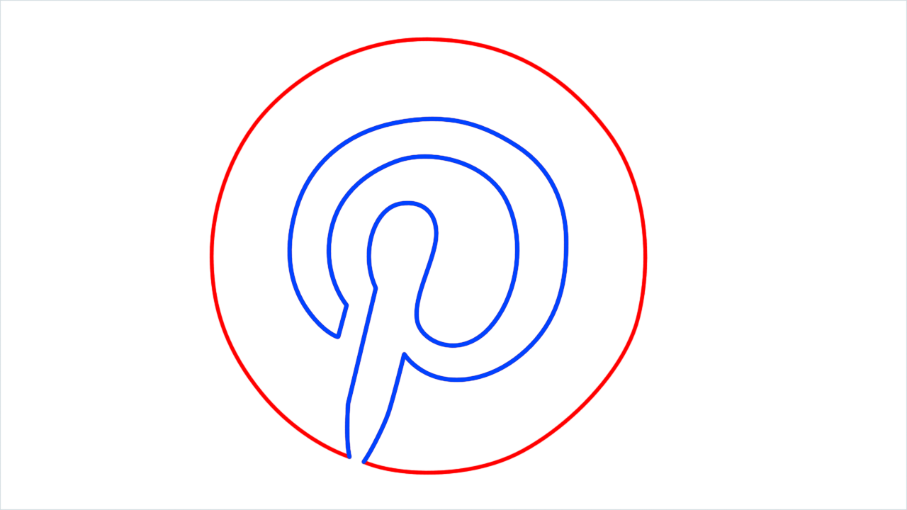 How to draw Pinterest Logo step (5)