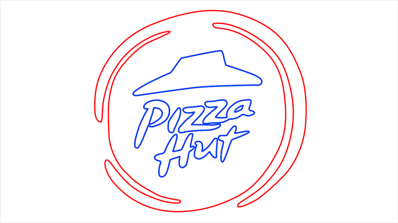 How to draw Pizza Hut Logo step (6)