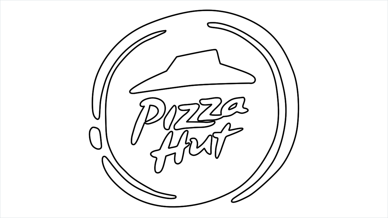 How to draw Pizza Hut Logo step by step for beginners