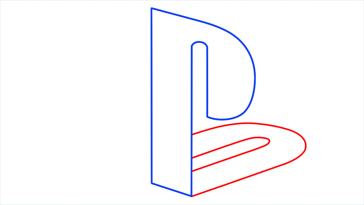 How to draw Playstation Logo step (3)