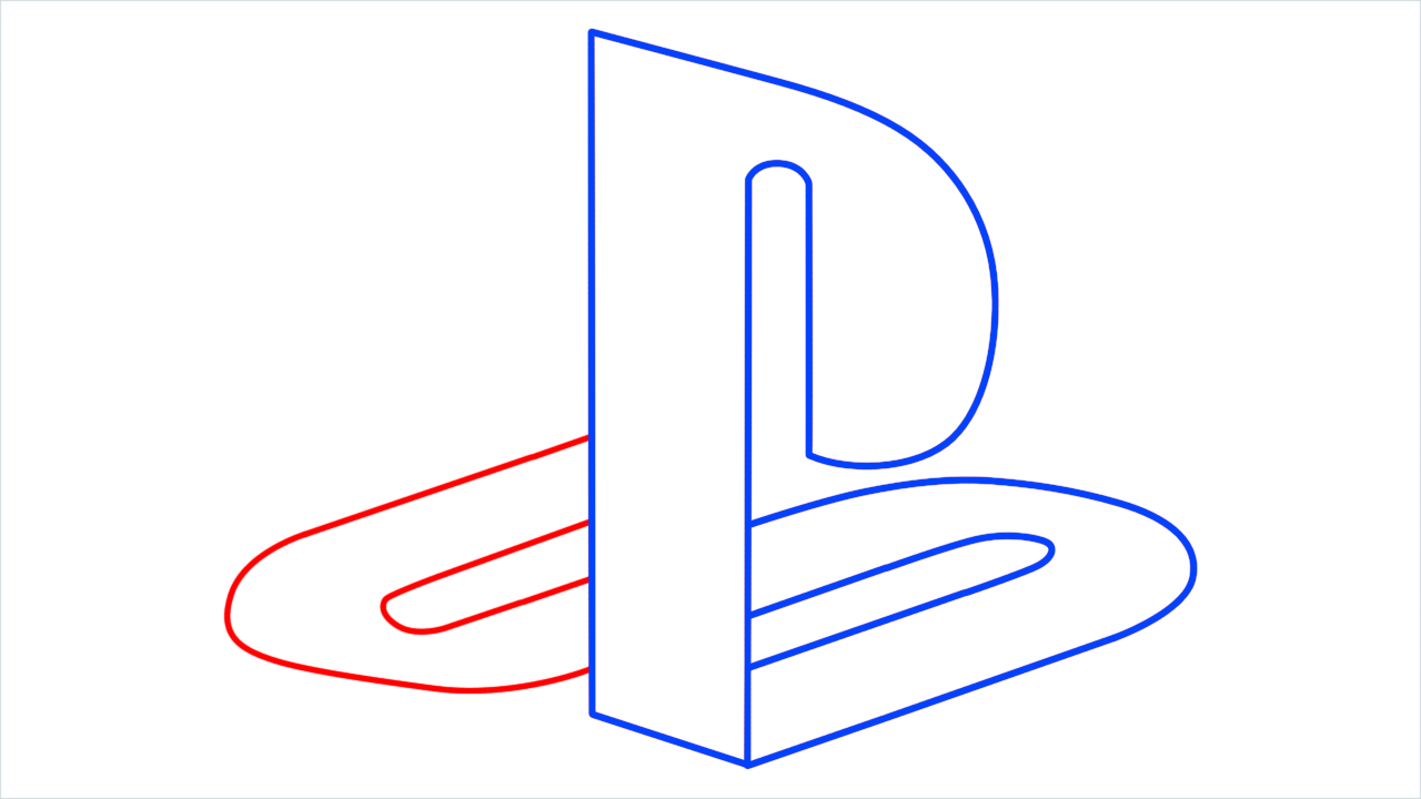 How to draw Playstation Logo step (4)