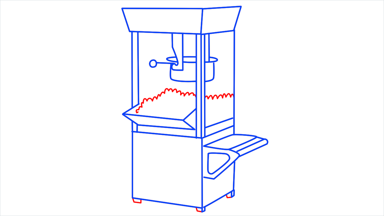 How to draw Popcorn machine step (12)