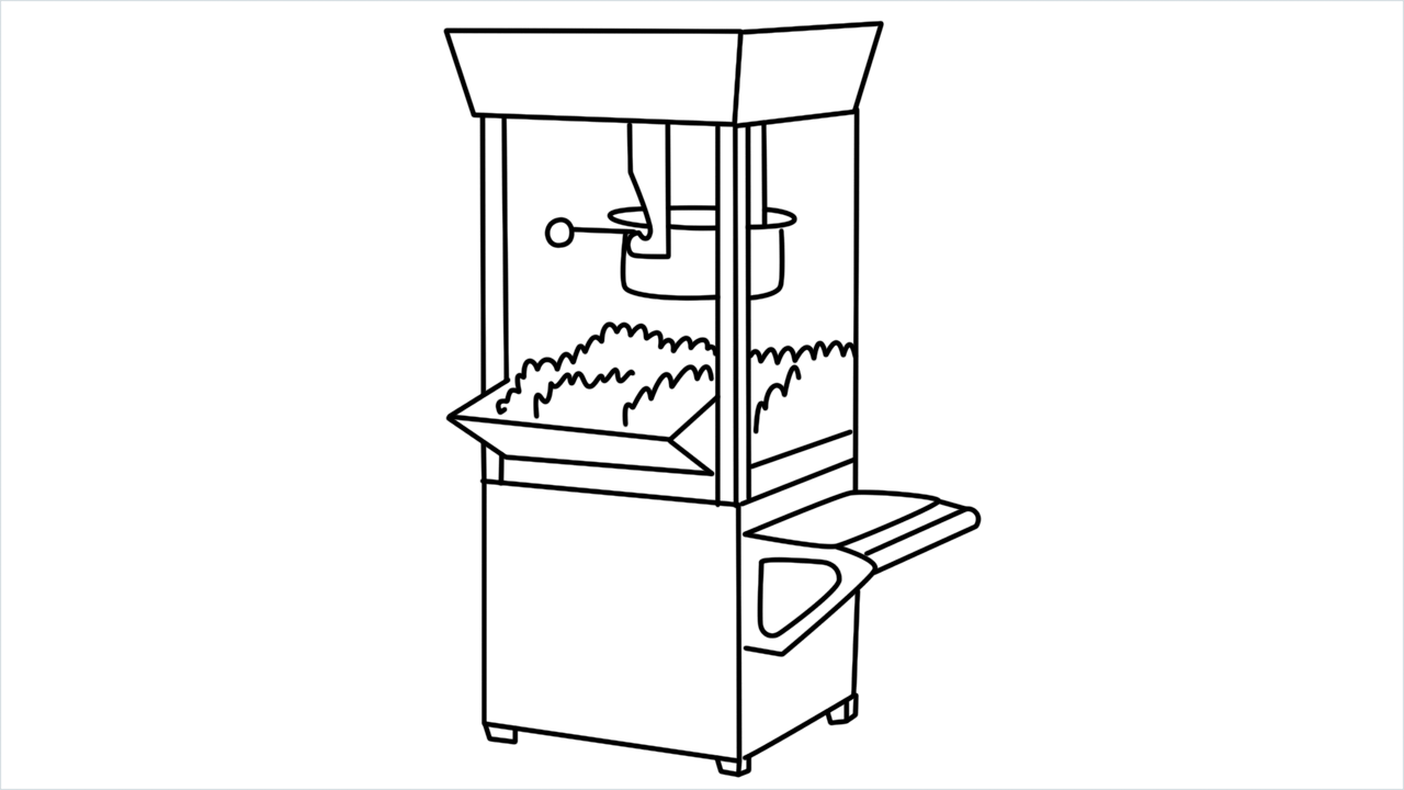 How to draw Popcorn machine step by step for beginners