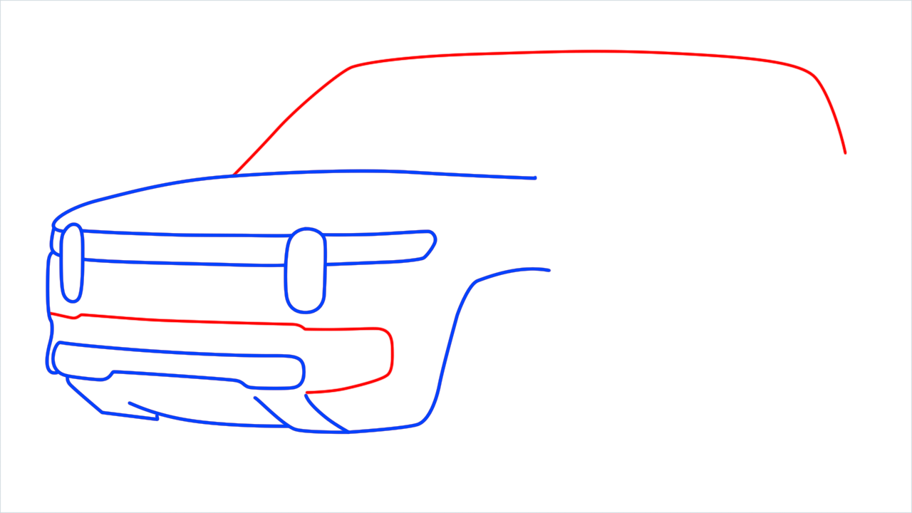 How to draw Rivian R1S step (4)