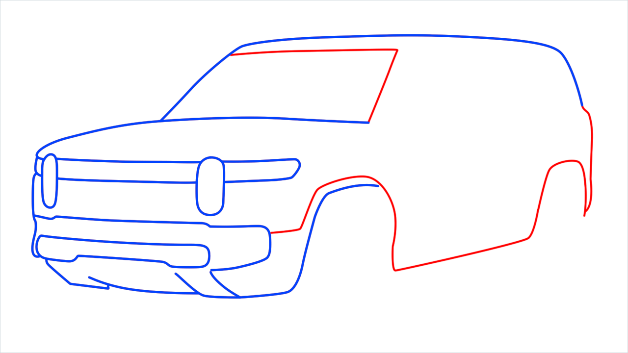 How to draw Rivian R1S step (5)