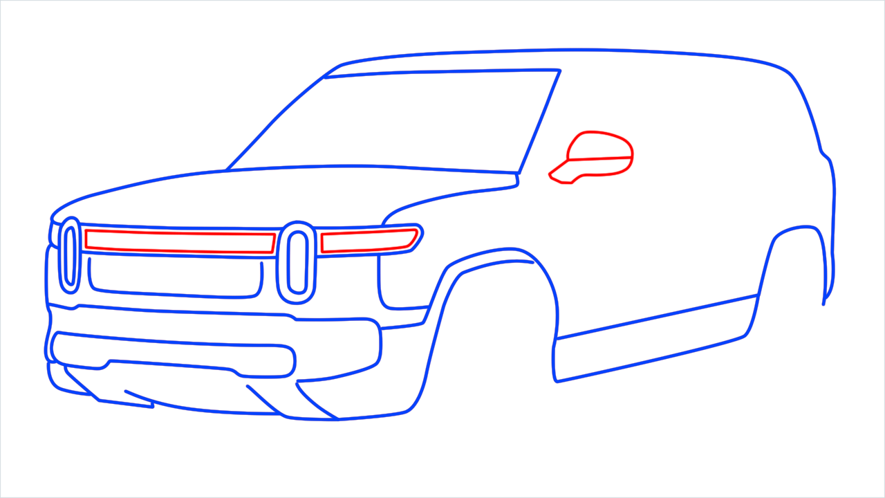 How to draw Rivian R1S step (7)