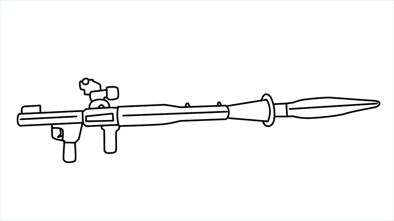 How to draw Rocket launcher (Bazooka Gun) step by step for beginners