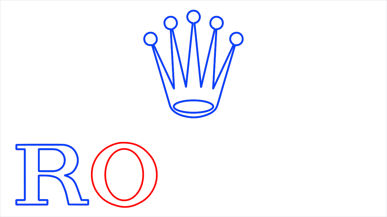 How to draw Rolex Logo step (6)
