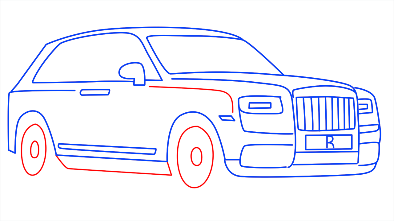 How to draw Rolls Royce Cullinan step (10)