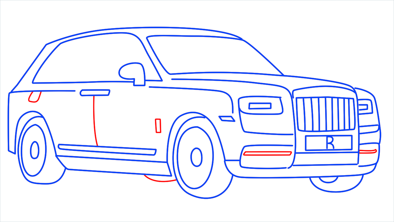 How to draw Rolls Royce Cullinan step (12)